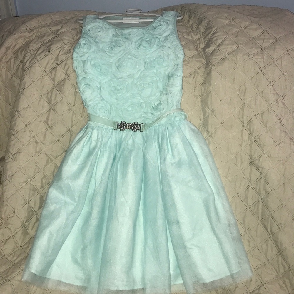 Girls Blue 3D Flower dress